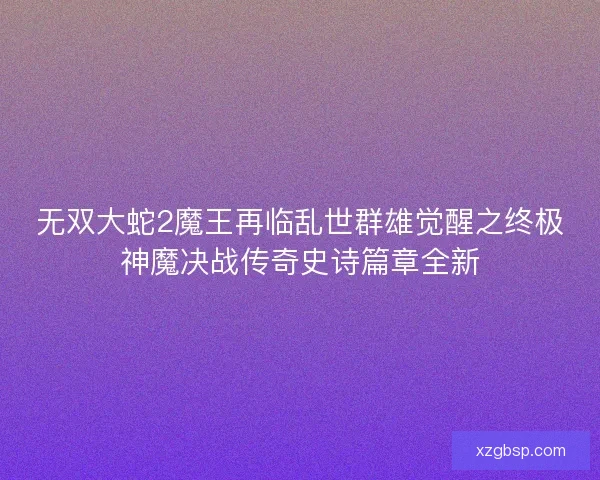 无双大蛇2魔王再临乱世群雄觉醒之终极神魔决战传奇史诗篇章全新