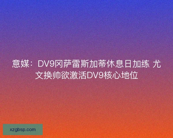 意媒：DV9冈萨雷斯加蒂休息日加练 尤文换帅欲激活DV9核心地位