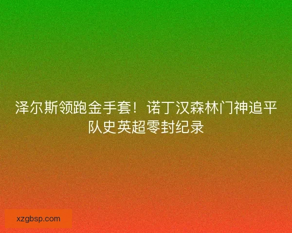 泽尔斯领跑金手套！诺丁汉森林门神追平队史英超零封纪录