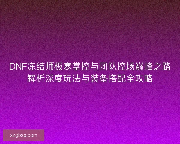 DNF冻结师极寒掌控与团队控场巅峰之路解析深度玩法与装备搭配全攻略
